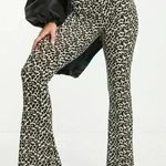 Missguided Women's Size 4 Brown Leopard Print Jersey Flare Pants Casual Photo 0