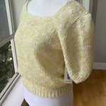 Vintage Nicolette Butter Yellow Scoop Neck Puff Sleeve Knit Sweater Top Large Photo 2