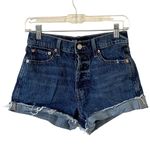 Gap High Rise Raw Hem Cheeky Button Fly Denim Shorts Blue Size 2 Photo 0