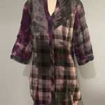she's cool  purple and black plaid button up dress long shirt tie dye Medium Photo 0