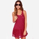 Lulus 💕LULU*S💕 OTHERS FOLLOW Berry Red Lace Dress Photo 4