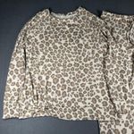 Como Blu Lounge Set Womens Small Beige Leopard Print Sweatshirt Joggers Knit Tan Photo 1