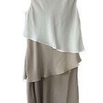 S.L. Fashion Asymmetric Flounce Tiered Ruffle Neutral Color Block Sheath Dress 8 Photo 0