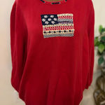 Alfred Dunner Red Patriotic American Flag Embroidered Sweatshirt Photo 0
