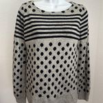 Women's Gray and Black Polka Dot and Striped J. Crew Sweater, Sz: M (b24) Size M Photo 0