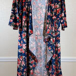LuLaRoe Velvet Floral Kimono Duster Cardigan Women’s Medium Open Front Layering Photo 0
