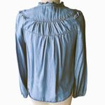 Anthropologie MAEVE by  Boho Denim Ruffled Bohemian Blouse Top ~ Women's SMALL Photo 2