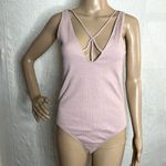 EXPRESS  Blush Pink Strappy V-Neck Bodysuit Photo 0