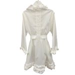 Samuel Dong Ivory Trench Coat with Ruffle Accents Jacket Dress Zip Up size small White Photo 3