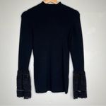 Who What Wear  Black Turtle Neck Crochet Bell Sleeves Blouse Size XS Photo 1