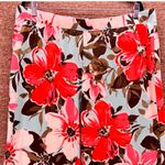Denim And Co Womens Pullup Pants‎ Size XL Beach Sea Floral Print Cotton Wide Leg Red Photo 2