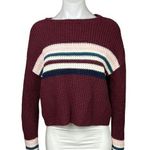 PacSun Womens Striped Print Red Cotton Long Sleeve Pullover Sweater Top Size XS Photo 0