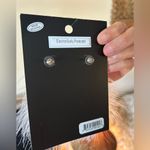 Revolve NWT Aaliyah gold tone bling rhinestone dangle white feather stud earrings Photo 3