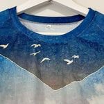 The Mountain Women’s Landscape Lightweight Sweater Gray & Navy NWOT Photo 1