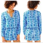 Lilly Pulitzer Colby Romper Lapis Blue Costa Verde Long Sleeve Swim Coverup XXS Photo 1