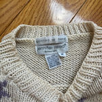 Vintage Jennifer Reed Floral Sweater Hand Knit Sz M black cream Photo 7