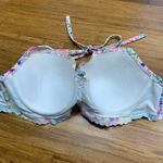 Victoria's Secret  Getaway Floral Halter‎ Bikini Top Ruffle Trim Lined Size 32DD Photo 2