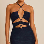 Pull & Bear  Metallic Shimmer Cutout Halter Mini Dress Women’s Size S Photo 0