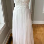 Iris  White Mesh Grecian Formal Dress Gown Size Medium FLAW Photo 7