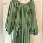 Caroline Constas Odessa Maxi Dress NWT Size S | Sage Green Off Shoulder Gown Photo 3