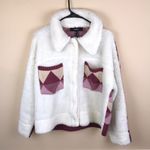 Forever 21 Women’s Faux Fur Knit Diamond Patterned Button-Up Teddy Jacket Photo 0