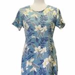 Tommy Bahama  Silk Maxi Dress Seafoam Tropical Long Sheath Size 4 | Small Vintage Photo 3