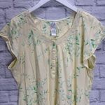 Aria  Floral Short Sleeve Cotton Nightgown Size XL Yellow Green Floral Cottage Photo 2