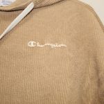 Champion Women’s Cropped Tan Corduroy Hoodie Size Medium Photo 3