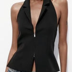 ZARA  Black Halter Neck Top with Open Back Photo 0