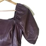Marc New York Andrew Marc Faux Leather Square Neck Puff Sleeve Top Size S Brown Photo 1