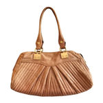 Treesje Women's Camel Leather Satchel Handbag with Gold Hardware Tan Photo 0