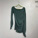 Free People  Green Slouchy One Shoulder Long Sleeve Top Sz S Photo 1