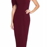 Dress the Population  TIffany Burgundy One Shoulder Midi Dress Cocktail Party New Photo 0