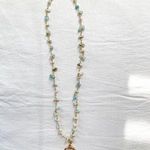 Boho Beaded Horn Necklace Gold Photo 1