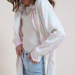 Something Navy NEW Pastel Tie Dye Satin Long Trench Coat S Photo 1