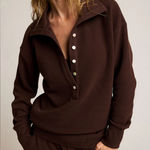 Negative Underwear Waffle Knit Pullover in Espresso, Size Small Photo 0