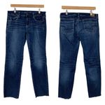 American Eagle  AEO Dark Wash Skinny Crop Raw Hem Mid Rise Jeans Size 8 Short Photo 7