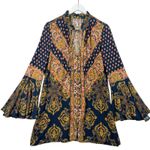 Free People  Magic Mystery Tunic Dress Womens S Boho Mixed Print Bell Sleeve Photo 3