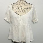 Volcom  White Peplum Blouse with Short Sleeves Photo 0