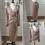 Dress Forum NWT Work To Weekend Leopard Satin Wrap Skirt Blouse M Photo 1