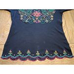 Berek Womens Size Large Flowered Shirt Long‎ Sleeve Beaded Black Photo 5