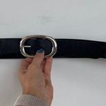 Chico's  Womens Black Leather and Silver Belt, Size L Photo 0