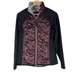 Calvin Klein Quilted Jacket Womens S Burgundy Two Tone Stretch Athleisure Sporty Photo 1
