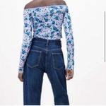 ZARA Blue Off the Shoulder Floral Crop Top NWT Photo 2