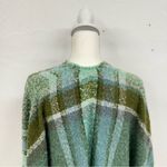 J.Jill  Green Plaid Fringe Cozy Boucle Rana Poncho Cape Womens OS Boho Fall Photo 5