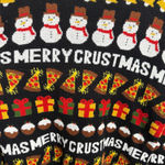 H&M Divided Black Christmas Sweater Medium Merry Crustmas Pizza Snowman Santa Photo 4
