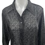 Guess  Jeans Black Long Sleeve Semi Sheer Geometric Button Up Shirt Top Size M Photo 2