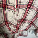 Lou & grey Faux Wrap Plaid Top White Red Photo 5