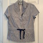 Charter Club Searsucker Capsleeve navy & White Cotton Utility Top S Photo 7