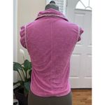 The Greii White Trim Terrycloth Cap Sleeves Popover Polo Top Small Retro Y2K Pink Photo 3